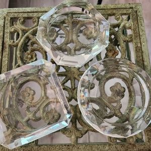 Set of 3 Handmade Crystal Candleholders